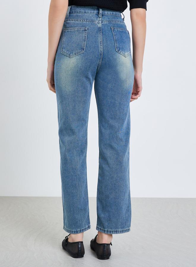 ستايلي جينز بأرجل واسعة ولون باهت - Image 4